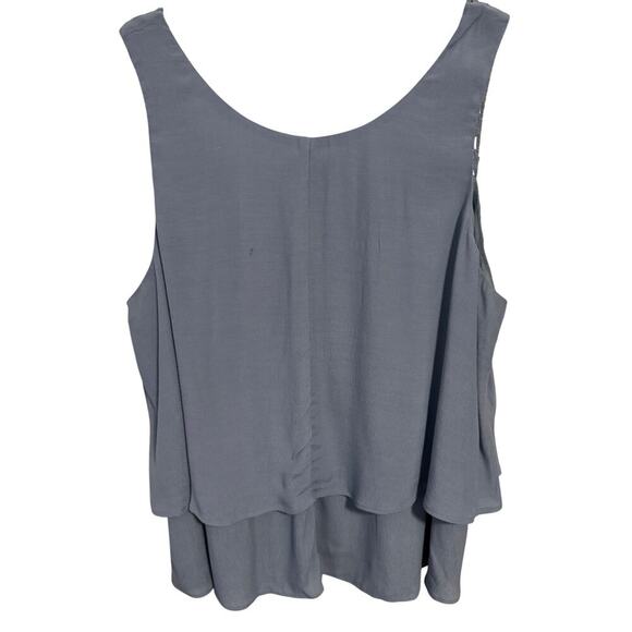 Loft L Ice blue layered tank w/2 tier design and weave shoulder detail - Picture 7 of 7